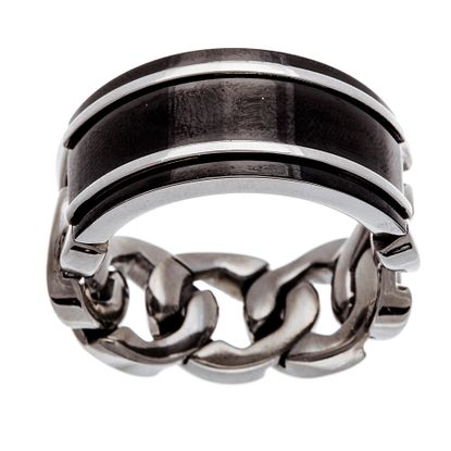 Picture of Two-Tone Stainless Steel Men's Polished Cuban Chain Ring