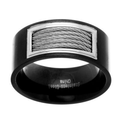 Imagen de Men's Two-Tone Stainless Steel Wire Design Ring