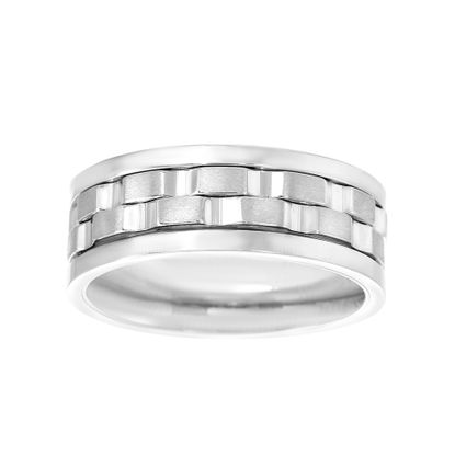 Picture of Silver-Tone Stainless Steel Men's Center Textured Spinner Ring Size 10