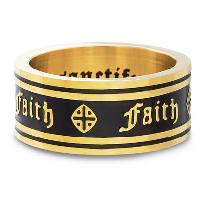Imagen de Sanctify Men's Faith Band Ring in Gold IP Stainless Steel