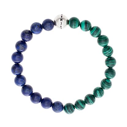 Picture of Steve Madden Silver Tone Stainless Steel Green and Blue Beaded Bracelet