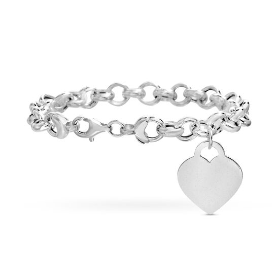 Picture of Sterling Silver Eco Heart Charm Rolo Bracelet