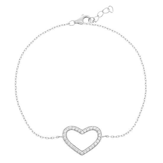 Picture of Sterling Silver Cubic Zirconia Double Layered Heart Bracelet