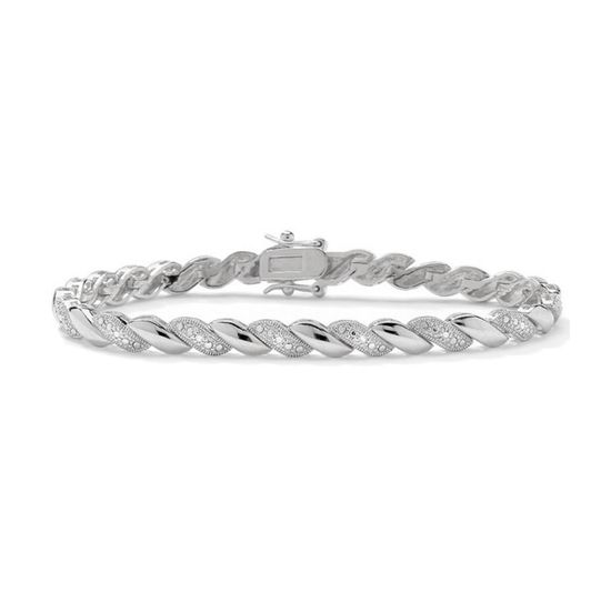 Picture of Diamond Accent Diagonal Link Tennis Bracelet in Rhodium over Brass