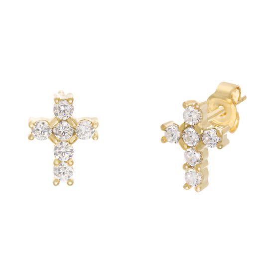 Picture of Sterling Silver CZ Cross Post Earring