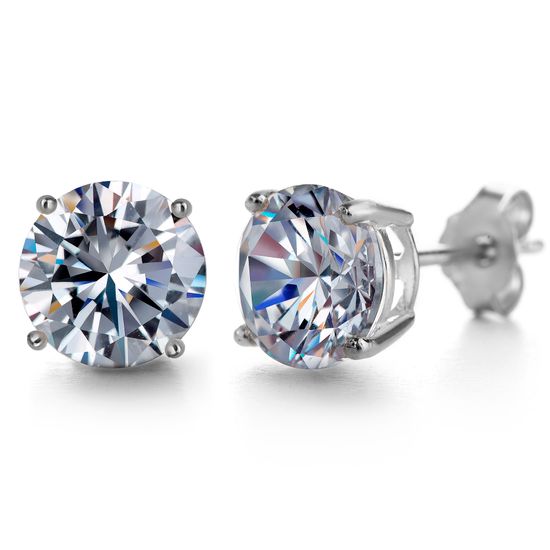 Picture of Cubic Zirconia 7MM Round Stud Earring in Rhodium over Sterling Silver