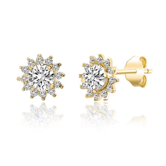 Picture of Sterling Silver CZ Flower Design Post Earring