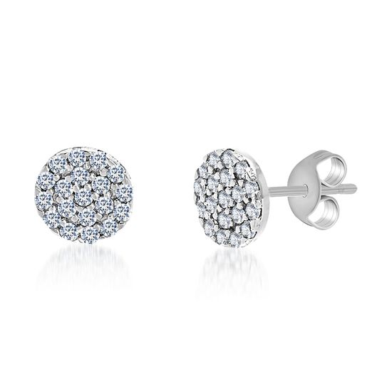 Picture of Cubic Zirconia Pave Setting Stud Earring in Rhodium over Brass