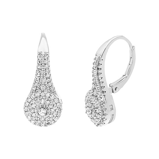 Picture of Cubic Zirconia Teardrop Lever Back Earring in Sterling Silver