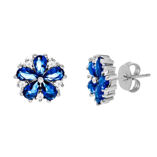 Picture of STERLING SILVER RHODIUM SPPR CZ FLOWER STUD EARRING
