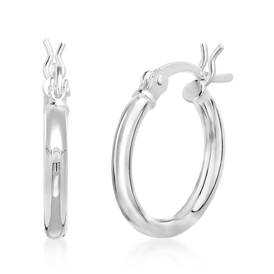 Picture of Sterling Silver Polished Plain Hoop Earrings