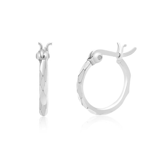 Picture of Faceted 14mm Hoop Earrings in Sterling Silver