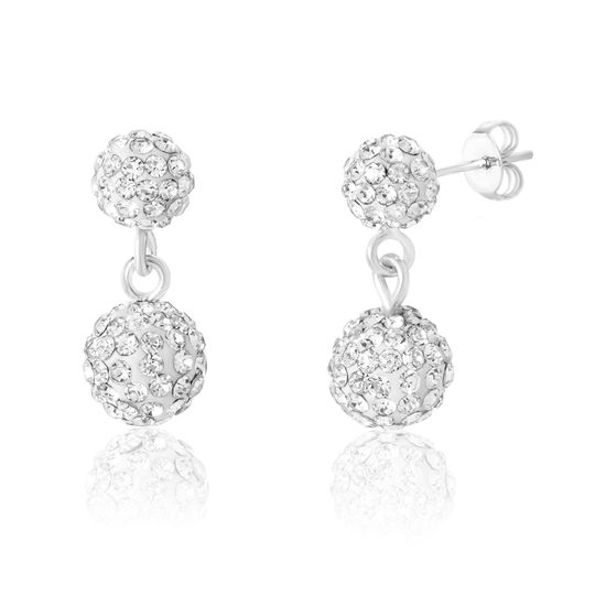 Picture of Double Crystal Ball Post Earring in Sterling Silver