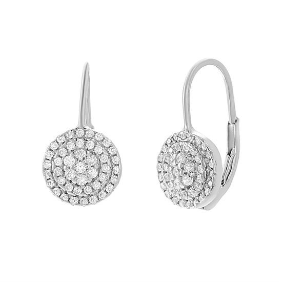 Picture of Sterling Silver Cubic Zirconia Pave Circle Lever back Earring