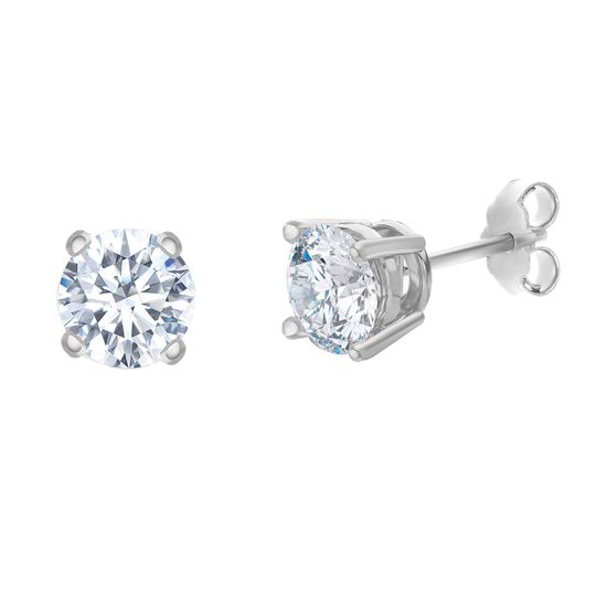Picture of Sterling Silver Round Cubic Zirconia Post Earring