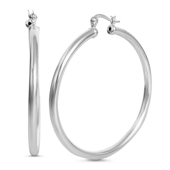 Picture of Polished Round Hoop Earring in Sterling Silver