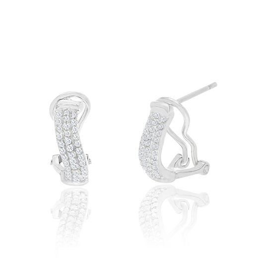 Picture of Diamond Accent Huggie Hoop Earrings in Rhodium over Brass