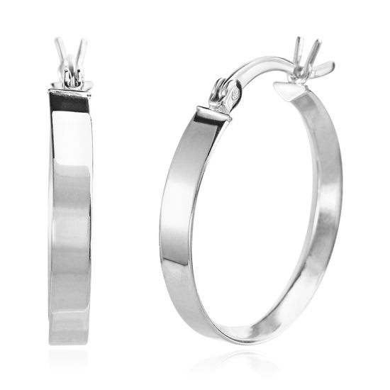 Picture of BRASS RHODIUM 20MM POLISHED OVAL HOOP EARRING