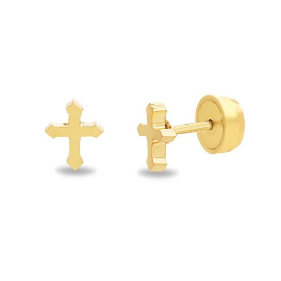 Picture of Gold-Tone Stainless Steel Cross Front and Back Earring