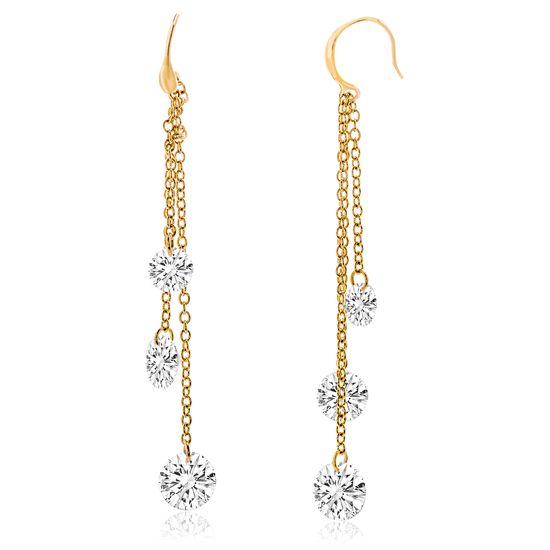 Imagen de Gold-Tone Alloy Dangling Cable Chain Crystal Ends Hook Earring
