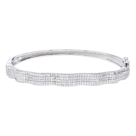 Picture of Sterling Silver Cubic Zirconia Wavy Bangle