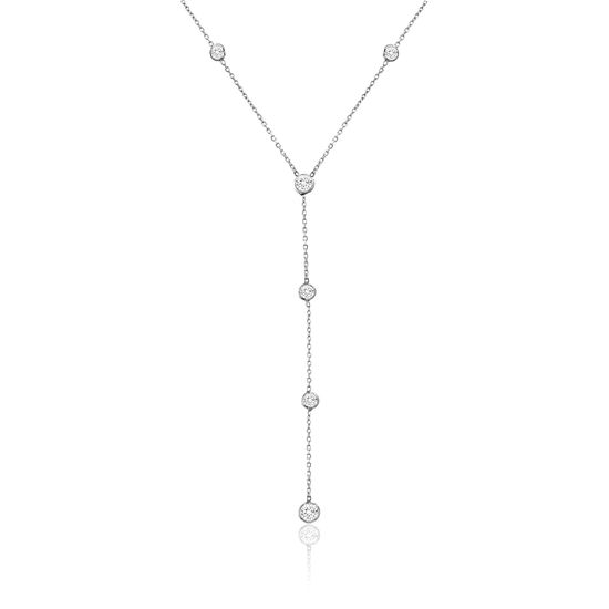Picture of Sterling Silver Cubic Zirconia Y Cable Chain Necklace