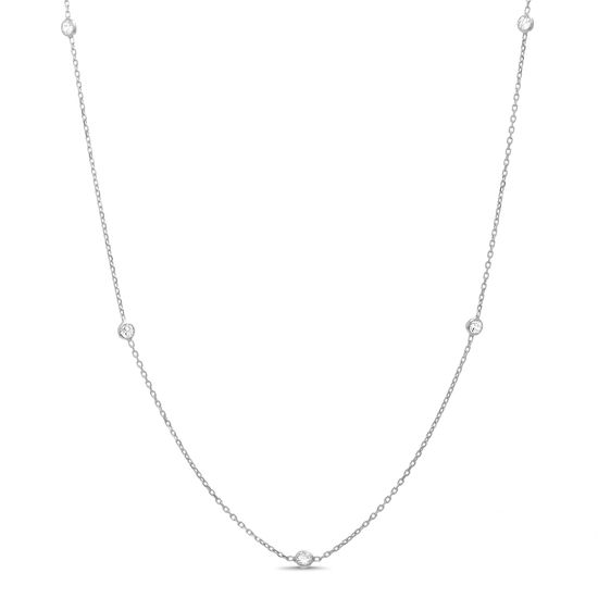 Imagen de Sterling Silver 18 Cubic Zirconia By The Yard Cable Chain Necklace