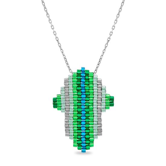 Picture of Tri-Tone Sterling Silver Hamsa Cable Chain Necklace