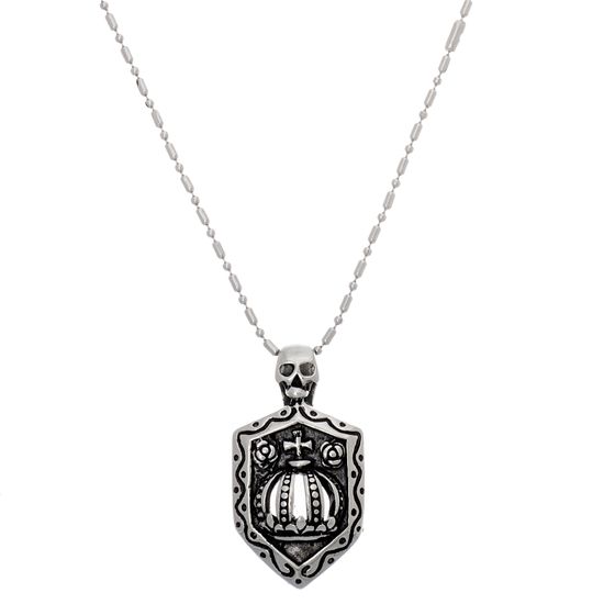 Imagen de Skull/Cross/Crown Shield Necklace in Stainless Steel