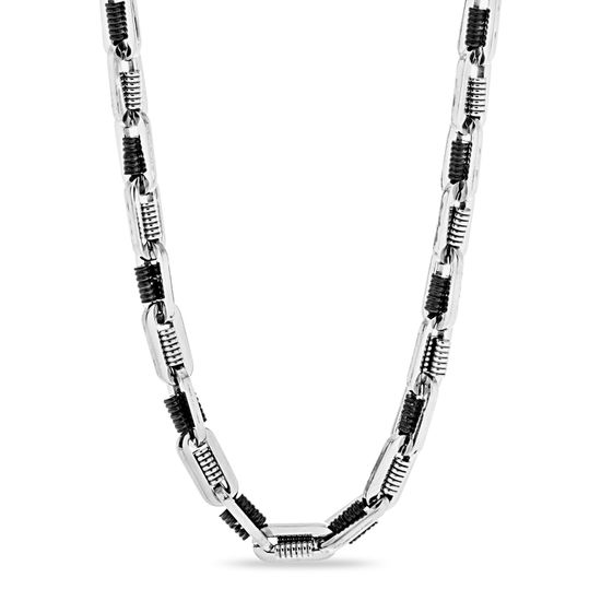 Picture of STAINLESS STEEL 2-TONE STEEL/BLACK IP 23 OVAL LINKS CHAIN NECKLACE