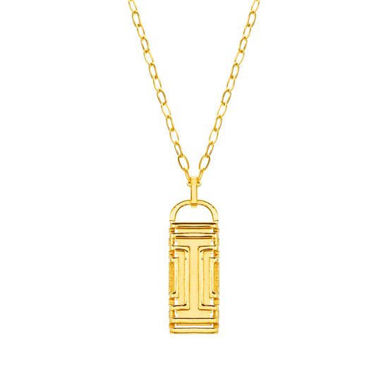 Imagen de Gold-Tone Stainless Steel Open Design Brown Stone Pendant Necklace