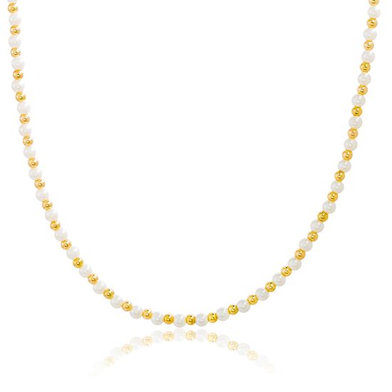 Imagen de Gold Plated Alloy Freshwater Pearl & Polish Beaded Necklace