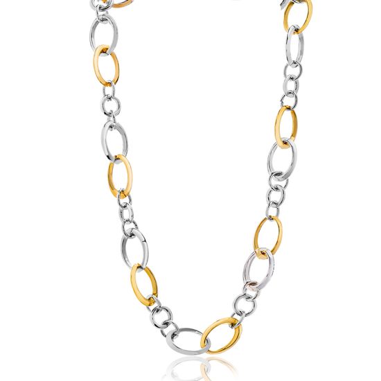 Imagen de Interlocked Rings 18 Necklace in Two Color Stainless Steel