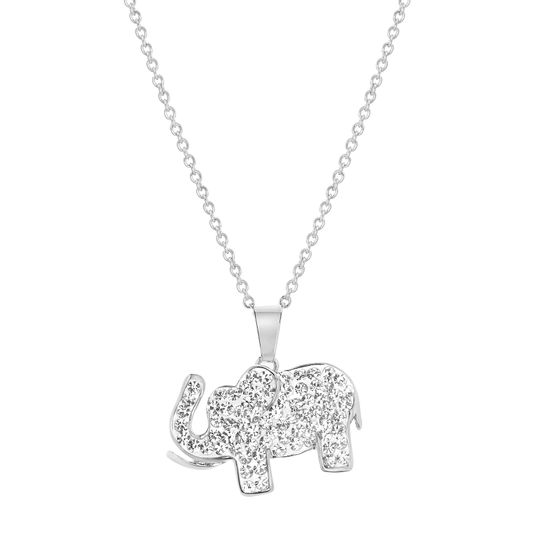 Imagen de Silver-Tone Brass CZ Pave Elephant Cable Chain Necklace
