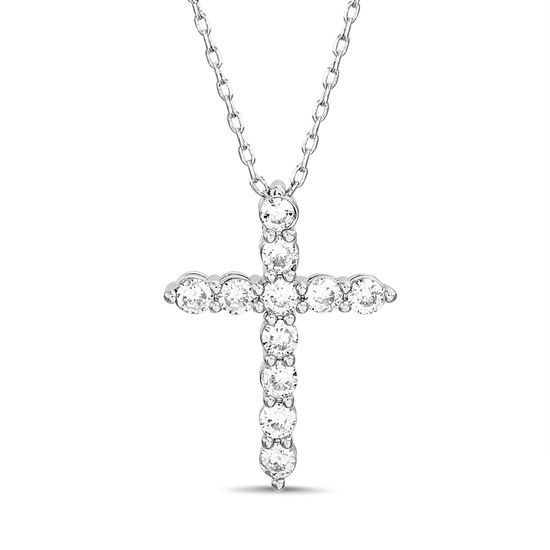 Picture of Sterling Silver Cubic Zirconia 3 Prong Cross