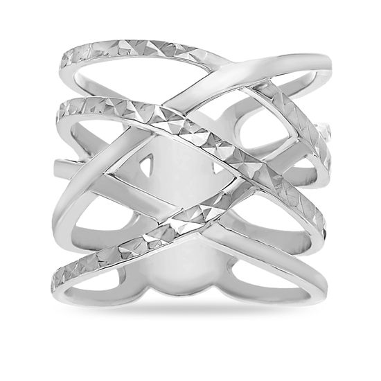 Picture of Sterling Silver Cubic Zirconia Crossover Design Ring Size 7