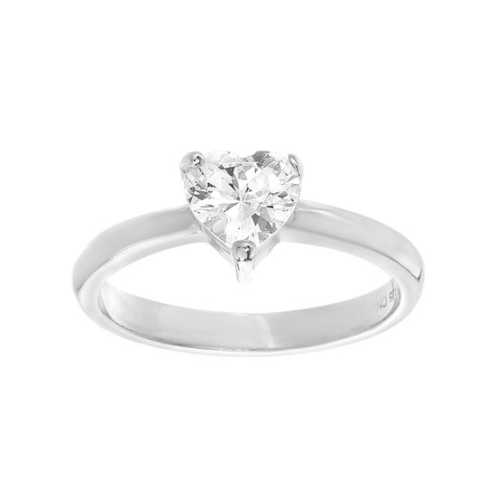 Picture of STERLING SILVER RHODIUM CLEAR 6MM  HEART CZ RING