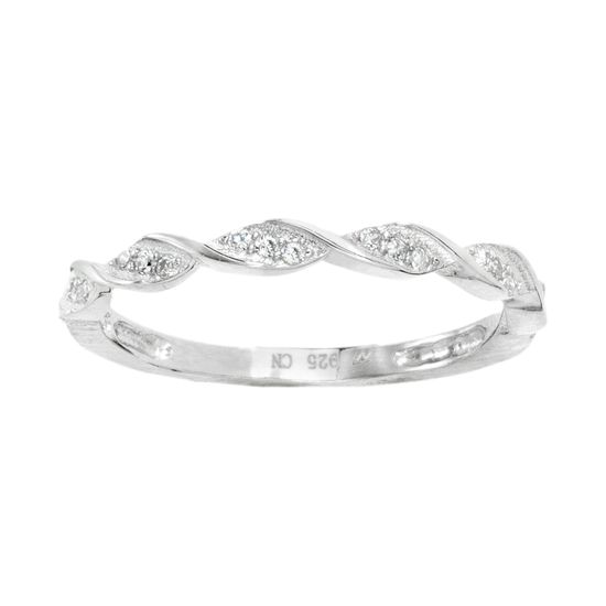 Imagen de Sterling Silver Cubic Zirconia Twisted Ring Size 7