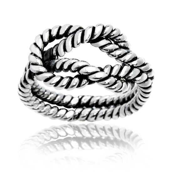 Imagen de Silver-Tone Brass Love Knot Rope Design Ring Size 6