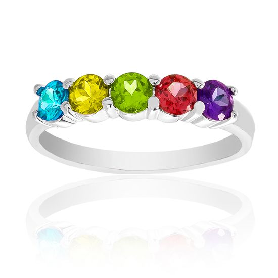 Imagen de Silver-Tone Brass Multi-Color Glass Stone Ring Size 7