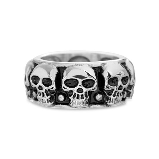 Imagen de Silver-Tone Stainless Steel Skull Design Men's Ring Size 11
