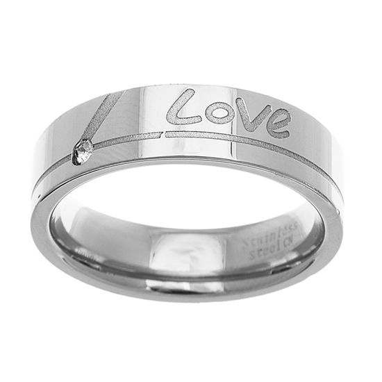 Picture of Men's Polished Love Band Ring in Stainless Steel