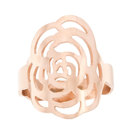 Picture of Rose-Tone Stainless Steel IP Swirled Flower Ring