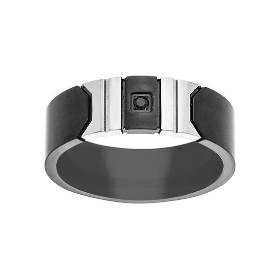 Imagen de Two-Tone Stainless Steel Black Double Geometric Shape with Square Center Band Ring Size 9