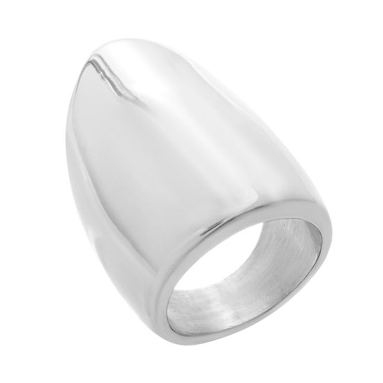 Imagen de Silver-Tone Stainless Steel Large Oval Concave Ring Size 9
