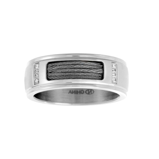 Imagen de Silver-Tone Stainless Steel Men's Wire Design Band Ring Size 10