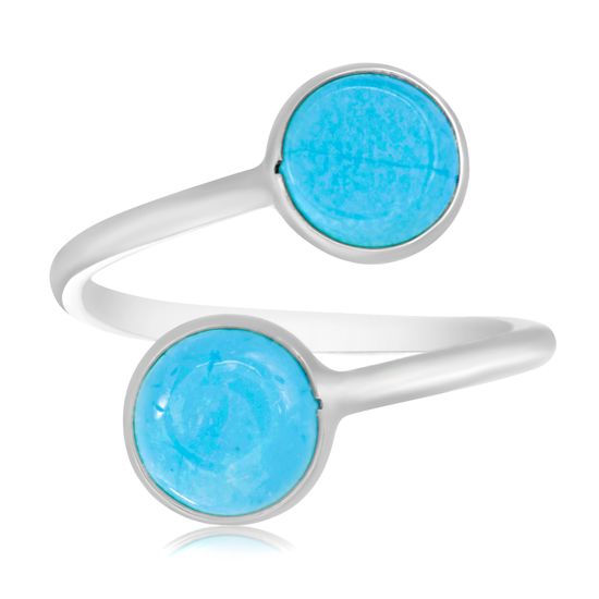 Imagen de Silver-Tone Alloy Turquoise Stone Bypass Ring Size 8