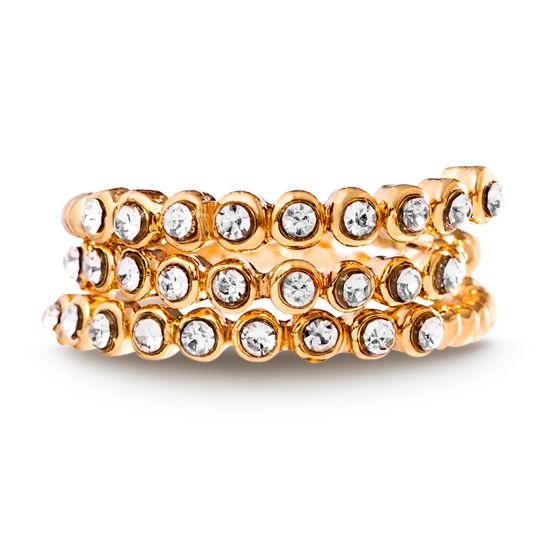 Imagen de Gold-Tone Alloy Cubic Zirconia Open Work Coiled Bypass Ring Size 7