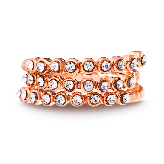 Imagen de Rose-Tone Alloy Cubic Zirconia Open Work Coiled Bypass Ring Size 7