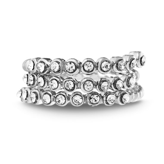 Imagen de Silver-Tone Alloy Cubic Zirconia Open Work Coiled Bypass Ring Size 8